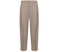Ladies Half Elasticised Trousers 1/2 Elastic Elasticated Stretch Waist Womens Bottoms Formal Casual Office Work All Occasions Straight Leg Pull On Classic Pants with 2 Side Pockets (Taupe 12/29)