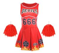 Ladies Halloween Cheerleader Costume Skeleton Vampire Devil Sexy Womens Outfit