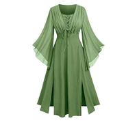 Ladies Halloween Costumes Adult Flare Long Sleeves Gothic Dress Split Hem Plus Size Lace Up A Line Medieval Party Evening Vintage Renaissance Victorian Fancy Outfit Traditional Prom Christmas Clothes