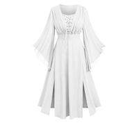 Ladies Halloween Costumes Adult Flare Long Sleeves Gothic Dress Split Hem Plus Size Lace Up A Line Medieval Party Evening Vintage Renaissance Victorian Fancy Outfit Traditional Prom Christmas Clothes