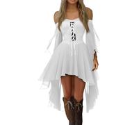 Ladies Halloween Costumes Light Swing Scary Costumes Fashion Classic Corset Casual Midi Outfits Gothic Adult Dress Party Sexy Dresses Halloween Costume(2-White,L)