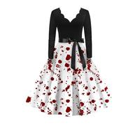Ladies Halloween Costumes Scary Fashion Dresses Classic Casual Halloween Costume Midi Gothic Costumes Adult Party Corset Sexy Oversized Outfits Dress(2-White,3XL)