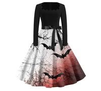 Ladies Halloween Costumes Witch Light Swing Halloween Costume Scary Fashion Costumes Classic Casual Corset Midi Gothic Outfits Adult Party Dress Dresses(3-Red,S)