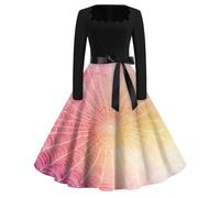 Ladies Halloween Costumes Witch Light Swing Outfits Scary Fashion Dress Classic Casual Dresses Midi Gothic Halloween Costume Adult Party Costumes Corset(4-Pink,4XL)
