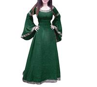 Ladies Halloween Costumes Women's Viking Dress Vintage Medieval Viking Dress Renaissance Victorian Cosplay Clothing Medieval Dresses Trumpet Sleeves Long Theatre Halloween Costumes Wedding Party