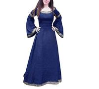 Ladies Halloween Costumes Women's Viking Dress Vintage Medieval Viking Dress Renaissance Victorian Cosplay Clothing Medieval Dresses Trumpet Sleeves Long Theatre Halloween Costumes Wedding Party