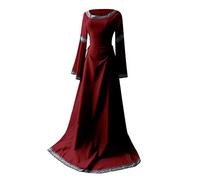 Ladies Halloween Costumes Women's Viking Dress Vintage Medieval Viking Dress Renaissance Victorian Cosplay Clothing Medieval Dresses Trumpet Sleeves Long Theatre Halloween Costumes Wedding Party