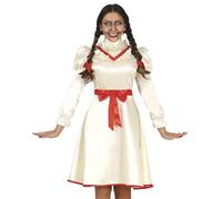 Ladies Halloween Cursed Doll Fancy Dress Costume Womens Horror Annabelle type fg