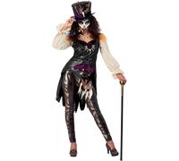 Smiffys Deluxe Voodoo Witch Doctor Costume, Black Jacket, Mock Top, Leggings, Hat & Necklace, Halloween Adult Fancy Dress, Voodoo Woman Dress Up Costumes