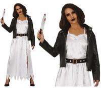 Ladies Halloween Dolls Bride Fancy Dress Costume Womens Chucky Bride Outfit fg