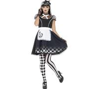 Ladies Halloween Fancy Dress Chequered Gothic Alice Costume