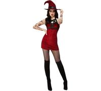 Ladies Halloween Fever Red Satanic Witch Costume