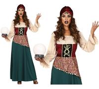 Ladies Halloween Fortune Teller Clairvoyant Fancy Dress Costume Womens Outfit fg