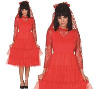Ladies Halloween Ghost Bride Fancy Dress Costume Womens Red Bride Outfit New fg