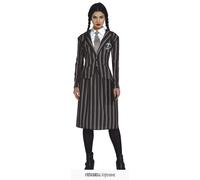 Ladies Halloween Gothic Student Fancy Dress Costume Wednesday type Outfit fg