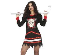 Ladies Halloween Hockey Killer Girl Fancy Dress Costume Womens Horror Outfit fg
