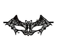 Ladies Halloween Lace Mask | One Size Masquerade Ball Venetian Day Costume Fancy Dress Accessory | Bat Mask Masquerade Halloween Gothic Eye Masks (Black 005)