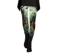 Ladies Halloween Leggings 3D Ghost Graphic Jogging Tights Tummy Control High Waisted Leggings Casual Novelty Workout Pants Fashion Fall Tights Bottoms (Grey, L)