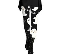 Ladies Halloween Leggings Scary Pumpkin Graphic Yoga Jogging Pants Trendy Tummy Control High Waisted Leggings Casual Funny Gift Pants Fall Celebration Tights Bottoms (Black, L)