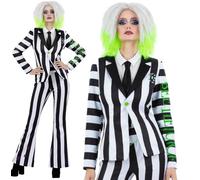 Ladies Halloween Licensed Beetlejuice Fancy Dress Costume Womens Outfit Smiffys