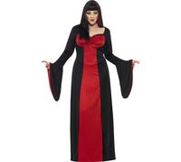 Smiffys Dark Temptress Costume, Red with Dress & Hood, Halloween Adult Fancy Dress, Vampire Dress Up Costumes