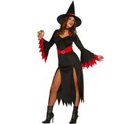 FIESTAS GUIRCA Ladies Witch Costume with Red Trim Halloween Size L 14-16