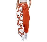 Ladies Halloween Sweatpants Gym Athletic High Waisted Casual Trousers Pumpkin Ghost Flare Leisure Sweatpants Large Sizes Classic-Fit Holiday Costumes Loungewear (Orange, XXXL)