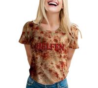 Ladies Halloween Top Women's Casual T Shirts Bloody Theme Short Sleeve Crew Neck Versatile Fashion Statement for All Seasons Tees Women