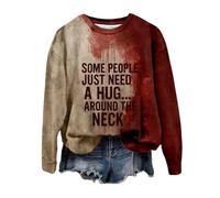 Ladies Halloween Top Women's Crew Neck Tops Scary Casual Long Sleeve Dressy Pumpkin Print Shirts Festival Bloody Clothes Hoodies Women