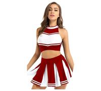 Ladies Halloween Vampire Cheerleader - X-Large - Black & Red Cheerleader Dress, Black Pompoms and Black & White Sport Socks - Adults Cheer Captain Halloween Trick or Treat Fancy Dress Costume