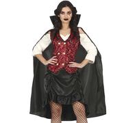 Ladies Halloween Vampiress Lady Fancy Dress Costume Womens Vampire Outfit fg