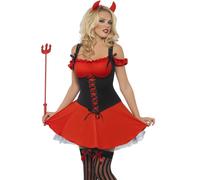 Ladies Halloween Wicked Devil Lady Fancy Dress Costume Red/Black by Smiffys