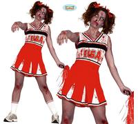Ladies Halloween Zombie Cheerleader Fancy Dress Costume Horror USA Outfit fg