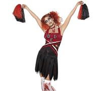 Smiffys High School Horror Cheerleader Costume, Red & Blac (Size XS)