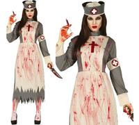 FIESTAS GUIRCA | Dead Nurse Fancy Dress (10-12/M) - Dress and Headpiece - Doctor and Nurse Costumes for Halloween, Carnival and Horror Parties - Ideal for Adults - Grey and Beige