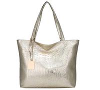 Ladies Handbag, Casual Tote Bags For Women Practical Shoulder Bag Large Capacity Top Handle Bag Laptop Bags For School Commute Work Travel Capacity High Simply Bags Rubber Tote (E1-Gold, One Size)