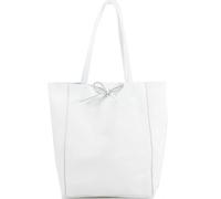 Ladies Handbags Large Plain Italian Leather Shopper Tote Bag Women Girls College Shoulder Satchel Bags 8102 (White)