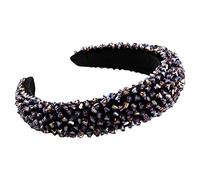 Ladies Handmade Jewelry Headband Thick Sponge Wide Hair Hoop Colorful Glass Beads Faux Crystal Bandana Crown