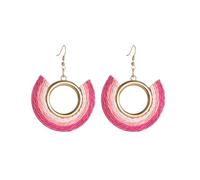 Ladies Handmade Rattan Earring - Tassel A Type Straw Wicker Earrings Bohemian Geometry Earring Circle Pie Shape Earrings, normal, Rattan, no