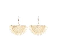 Ladies Handmade Rattan Earring - Tassel A Type Straw Wicker Earrings Bohemian Geometry Earring Circle Pie Shape Earrings, normal, Rattan, no