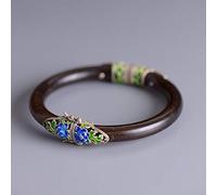 Ladies,Handmade Vintage S925 Retro Craft Female Models Thai Matte Peony Flower Burning Blue Sandalwood Adjustable Ethnic Clothing Accesso