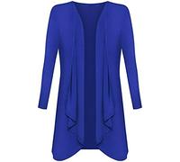 Ladies Hanky Hem Jersey Open Waterfall Boyfriend Women Plus Size Cardigan Top Full Long Sleeve Floaty Duster Jacket Coat Blazer UK (Royal Blue, 26)