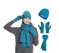 Ladies Hat and Scarf Glove Set, Neck Warmer Winter, 3pcs Winter Beanie Hat Scarf Touch Screen Gloves Stretchy Elastic Knitted Hats Thermal Touchscreen Gloves Long Scarf Neck Warmer Soft Fleece