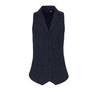 Ladies Herringbone Waistcoat Wool Blend Tweed Formal Vest Collar Button Workwear