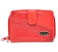 Ladies High Quality Patchwork Luxury Super Soft Leather Purse Credit Card Holder Designed By Lorenz (Red)