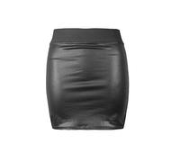 Ladies High Waist Wet Look Mini Panel PVC Casual Party Elastic Band Bodycon Fit Soft Stretch Fabric Skirt