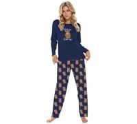 Ladies' Highland Cow Print Pyjamas, Grey Marl Cotton Blend, Long Sleeve Top & Trousers, Cosy Loungewear Gift, Women's Pajamas Lounge Wear Long Sleeve Grey PJs Comfy