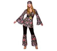 Ladies Hippie Costume Summer Retro Fancy Dress Outfit Hippy 60s 70s Disco