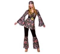 Ladies Hippie Costume Summer Retro Fancy Dress Outfit Hippy 60s 70s Disco