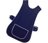 Ladies Home/Work Tabard (Tabbard) Apron with Single Large Front Pocket, White Piping and Side Fastening Button Tabs - UK Sizes 8/10 up to 28/30 (UK 12/14 (WX), Navy Blue)